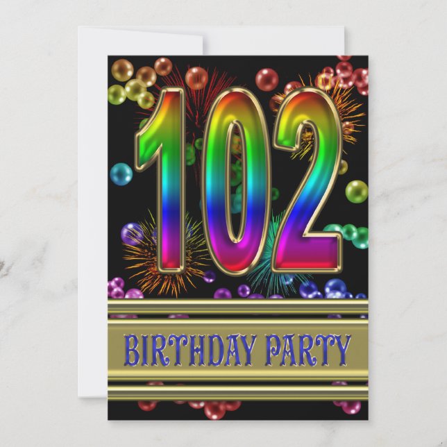 102e fête d'anniversaire Invitation avec bulles (Devant)