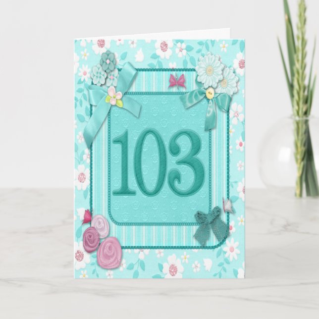 103rd carte d'anniversaire avec des fleurs (Devant)
