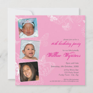 105 - PHOTO ANNIVERSAIRE INVITATIONS :: papillons