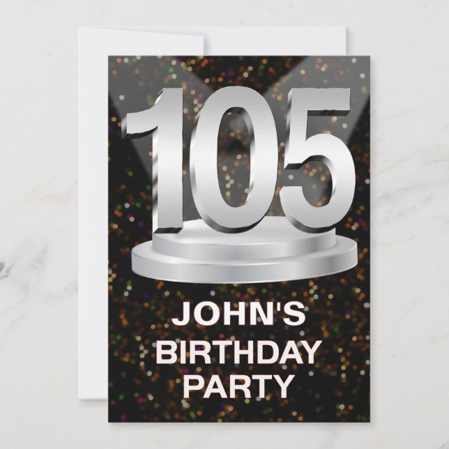 105e anniversaire Invitation de fête Ajouter un no (Devant)