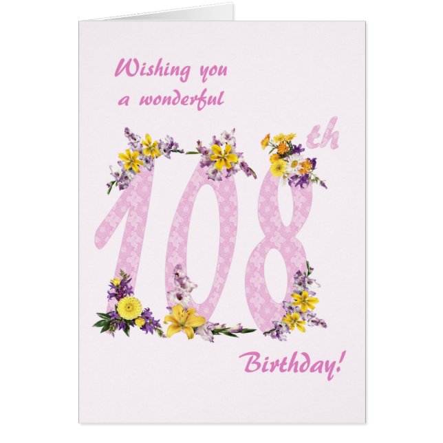 108th Birthday Flower Decorated Numbers (Devant)