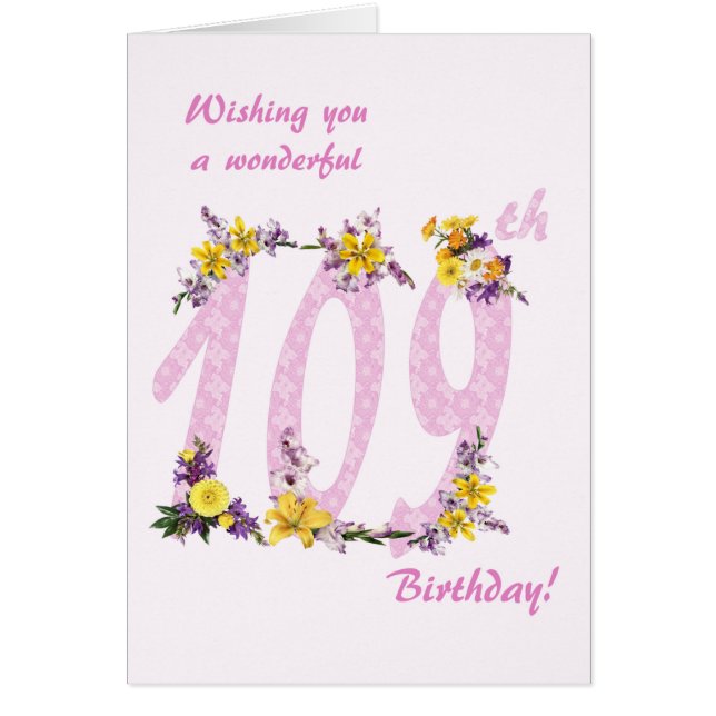 109th Birthday Flower Decorated Numbers (Devant)
