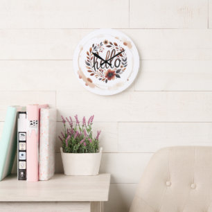 10,75" Horloge murale ronde en acrylique 'Bonjour'