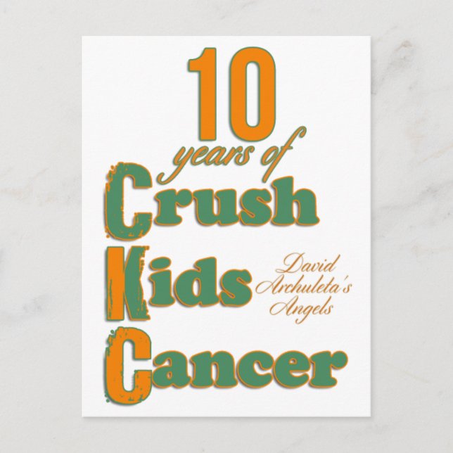 10 ans de crush enfants cancer Carte postale (Devant)