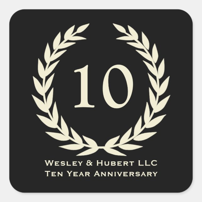 10 ans jalon anniversaire couronnes étiquette noir (Devant)