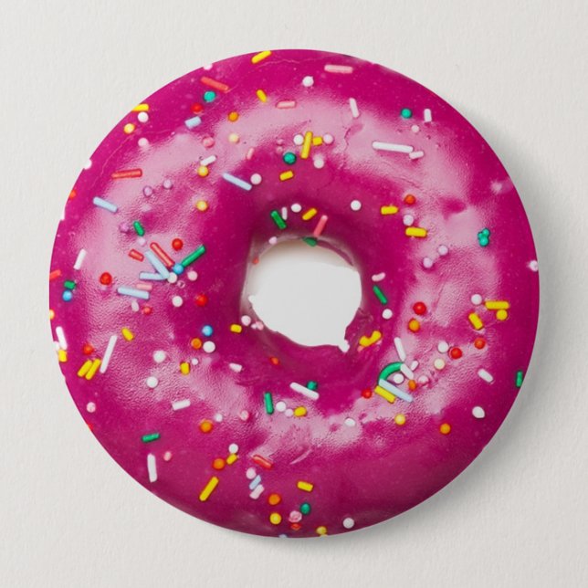 10 Cm Badge Rond - Donut Rose Clair (Devant)