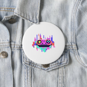 10 Cm Gaming controller pixelated badge rond 10cm