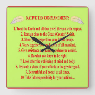10 Commandements natifs Horloge murale acrylique