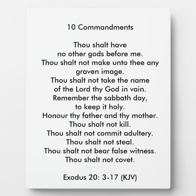 10 Commandments 8 x 10 Tabletop Photo Plaque (Devant)