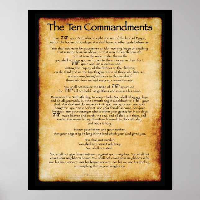 10 Commandments Poster 16 x 20 (Devant)