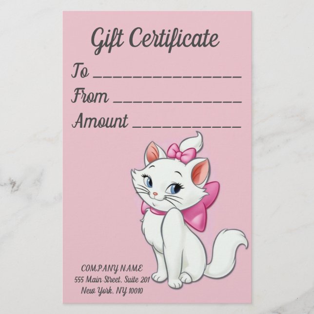 10 feuilles de papeterie de certificat-cadeau (Devant)
