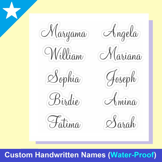 10 Prénoms | Autocollants de calligraphie moderne  (Custom Calligraphy Name Stickers)