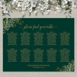 10 Tableau Mariage de siège Emerald Green Gold