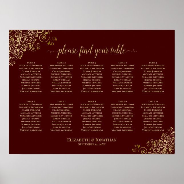 10 Tableau Mariage Plat Auburn & Lacy Gold (Devant)