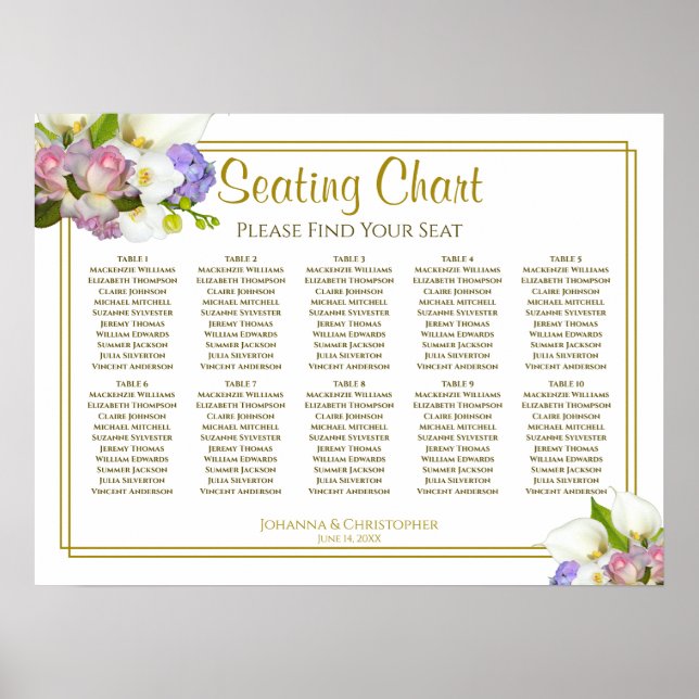 10 Tableau Mariage Plat Pastel Floral (Devant)