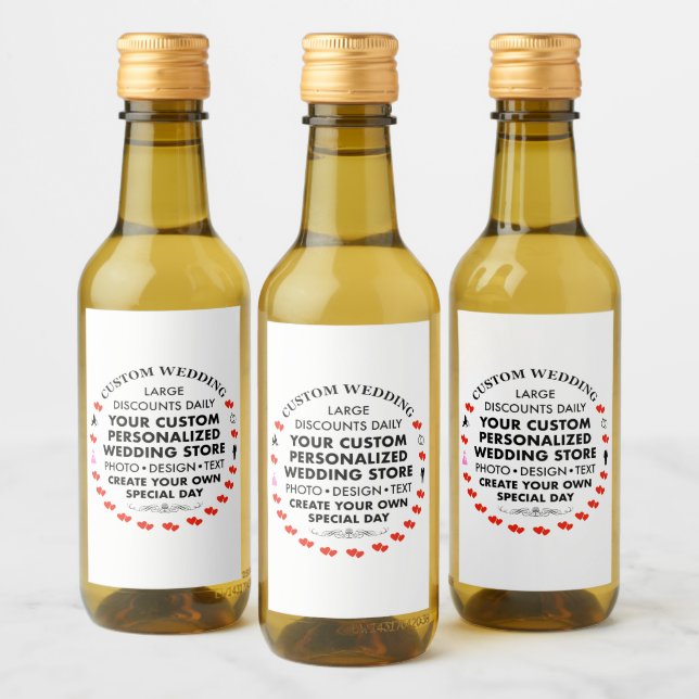 10 x Mariage personnalisé MINI ÉTIQUETTES VIN (Bouteilles)