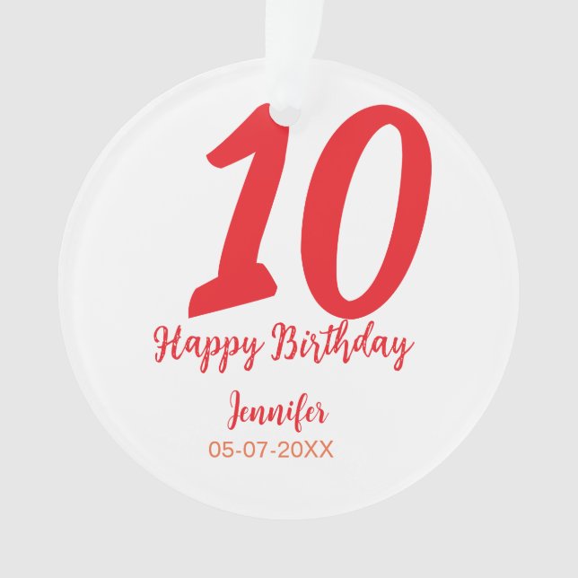 10e anniversaire ajouter nom date année rouge modè (devant)
