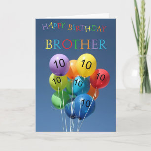10e Anniversaire Carte ballons colorés Brother