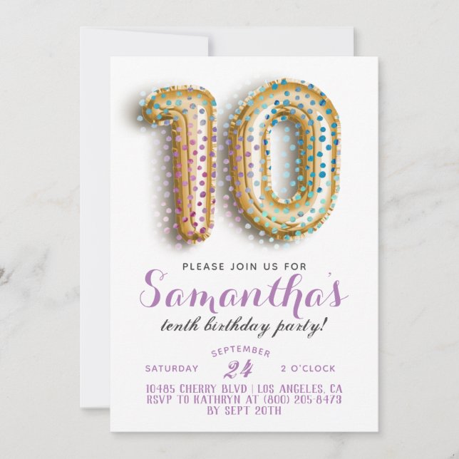 10e anniversaire Confetti Invitation (Devant)
