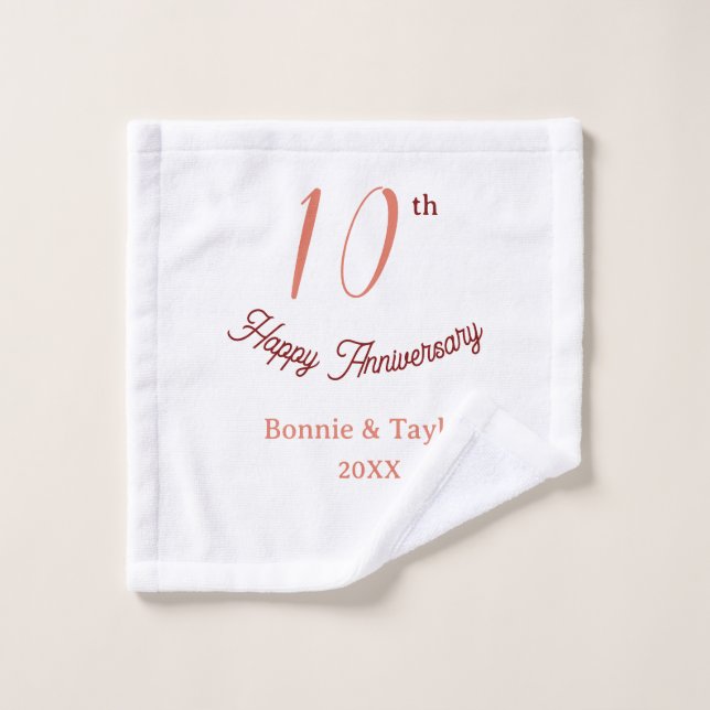 10e anniversaire de mariage nom pastel pêche rétro (Gant de toilette)