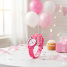 10e anniversaire fille montre de la mâchoire rose