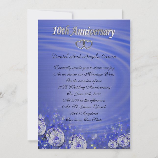 10e anniversaire Invitation bleu (Devant)