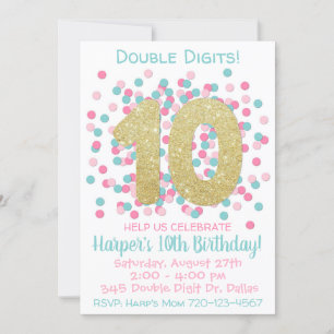 10e anniversaire Invitation Double chiffres Annive
