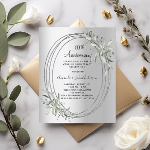 10e anniversaire mariage invitation feuillage arge