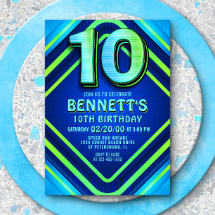 10e anniversaire Neon Invitation