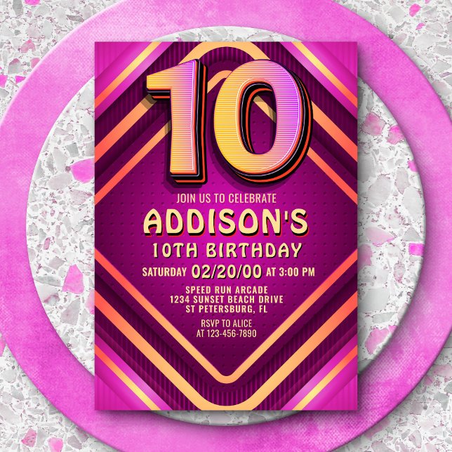 10e anniversaire Neon Invitation (Créateur téléchargé)