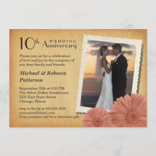 10e anniversaire Vintage Daisy Photo Invitations
