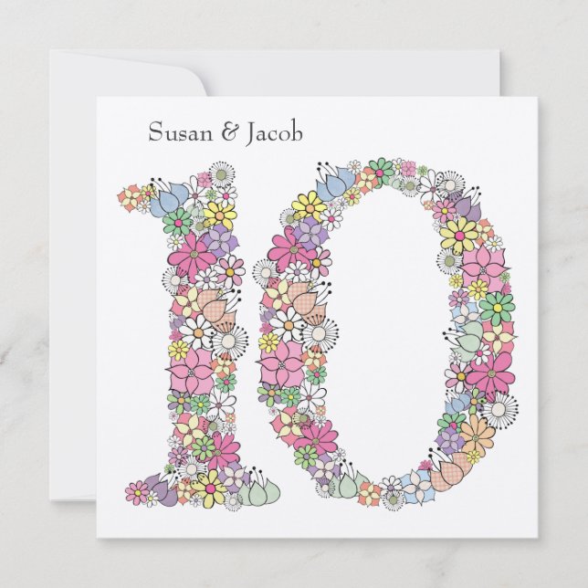 10e Dixième Anniversaire de Mariage Invitation Per (Devant)