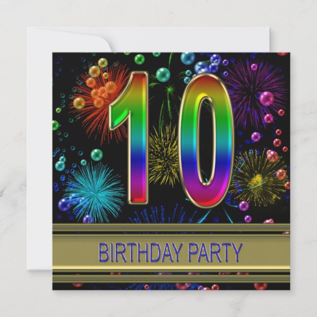10e fête d'anniversaire Invitation avec bulles (Devant)