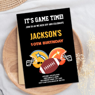 10e Invitations d'anniversaire de football Jaune N