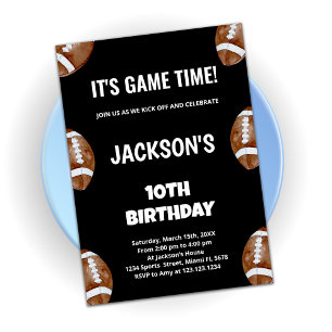 10ème Black Football Invitations d'anniversaire