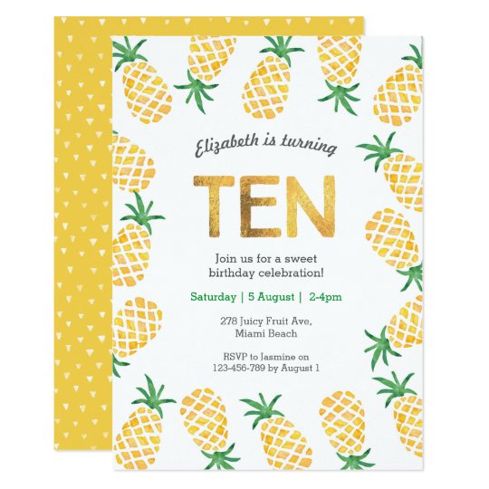 10eme Invitation D Anniversaire D Ananas Tropical Zazzle Fr 10eme Invitation D Anniversaire D Ananas Tropical Zazzle Fr