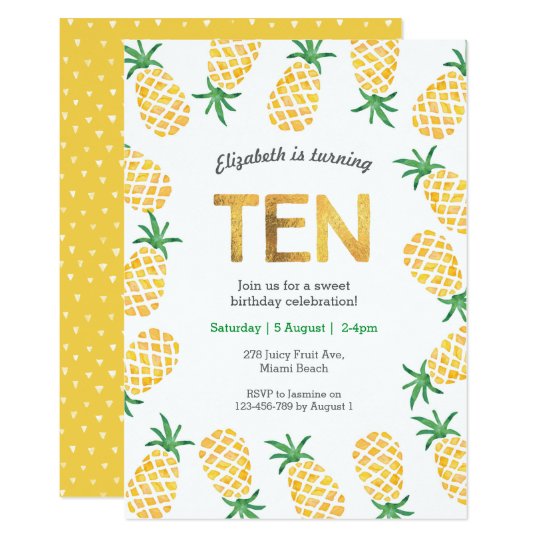 10eme Invitation D Anniversaire D Ananas Tropical Zazzle Fr