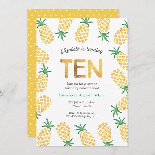 10eme Invitation D Anniversaire D Ananas Tropical Zazzle Fr