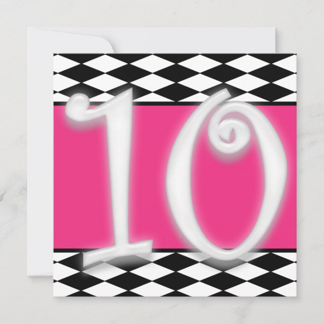 10ème invitation personnalisée d'anniversaire (Devant)
