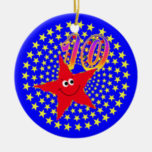 10ème Ornement rond d'étoile rouge d'anniversair