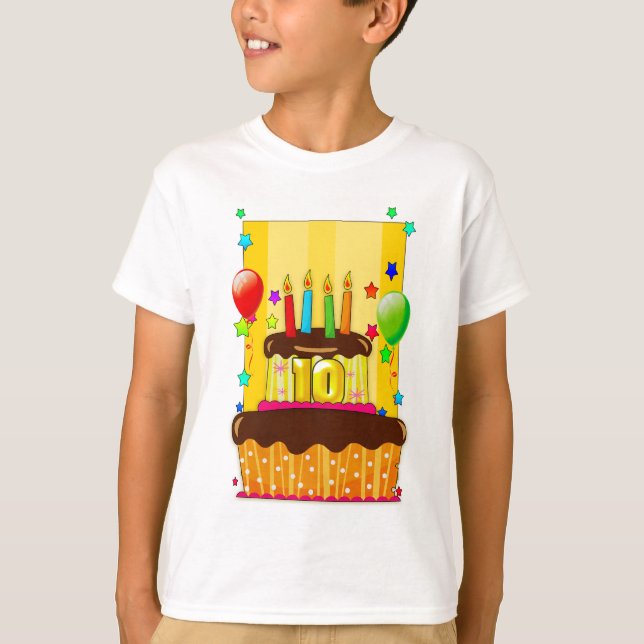 10ème T-shirt d'anniversaire - T-shirt de gâteau (Devant)