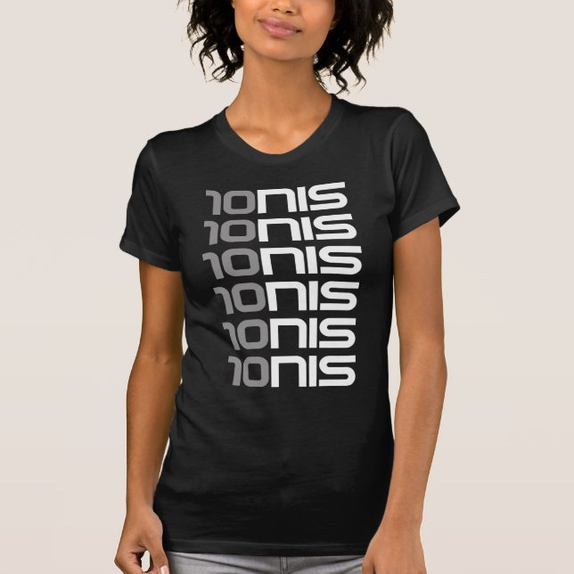 10NIS T-shirt de tennis noir gris pour femmes (Devant)