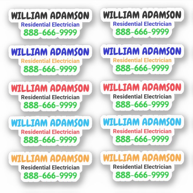 10pcs - Stickers d'appel de l'électricien promotio (Devant)