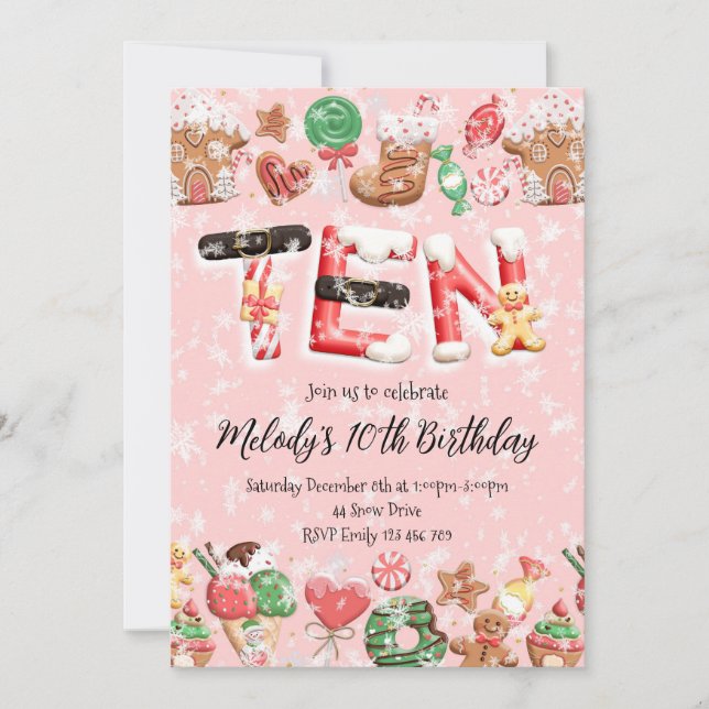 10th Birthday Christmas Party Invitation (Devant)
