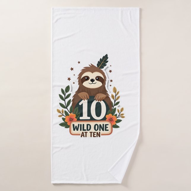 10th Birthday Sloth Vintage Wild One Shirt (Serviette de bain)