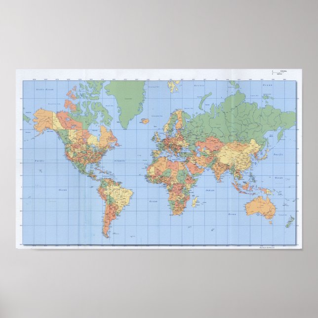 10x16 World Maps, Poster de la carte imprimée (Devant)
