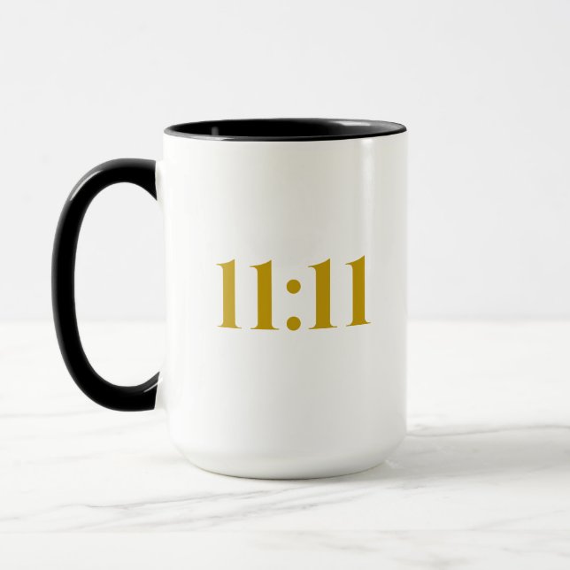 11:11 Black & Gold Affirmation Café Mug (Gauche)
