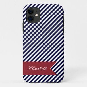 11 Bleu Marine & Blancs avec Monogram iPhone 5 Coque