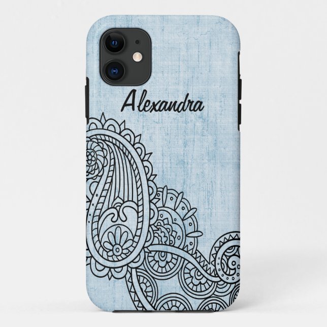 11 Blue Mehndi Motif BT iPhone 5 Coque (Dos)