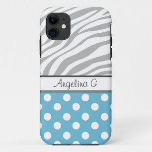 11 Blue Polka Dot Light Zebra Imprimer iPhone 5 Coque